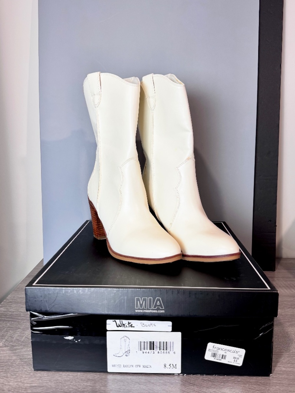 MIA "Raylyn" Faux Leather Mid-Calf Western Cowboy Boots – Women's Size 8.5 M